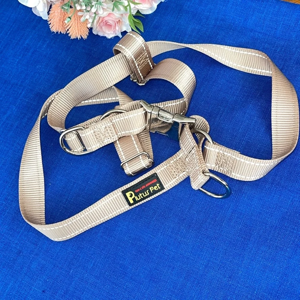 Plutus Pet Cotton Dog Harness Quick Fit Vest Harness Medium Beige, M